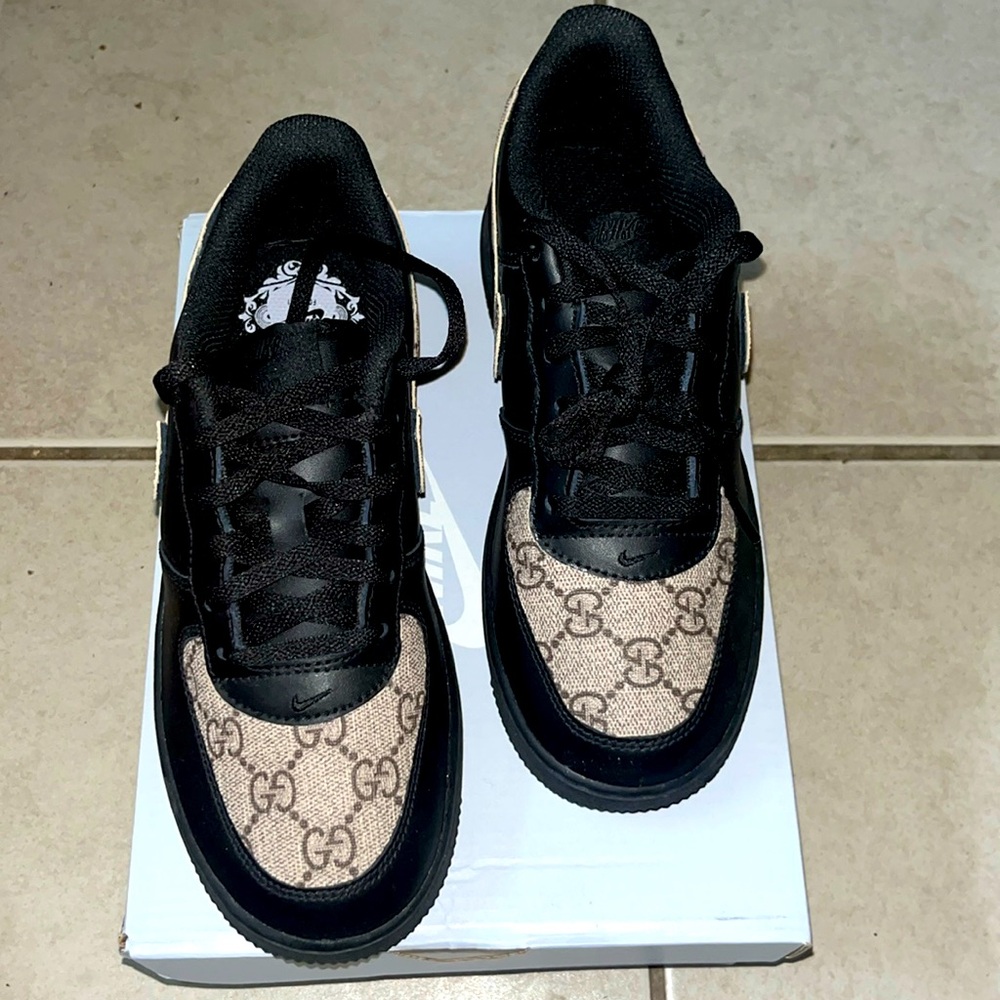 Custom Shoes. Black With Brown Gucci Kids.